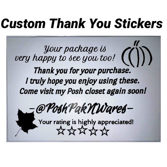 100 Custom Thank You Stickers with posh closet name FALL design - Picture 1 of 1